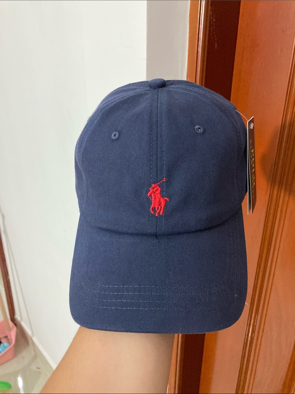 Polo by Ralph Lauren Navy Baseball Cap with Red Logo